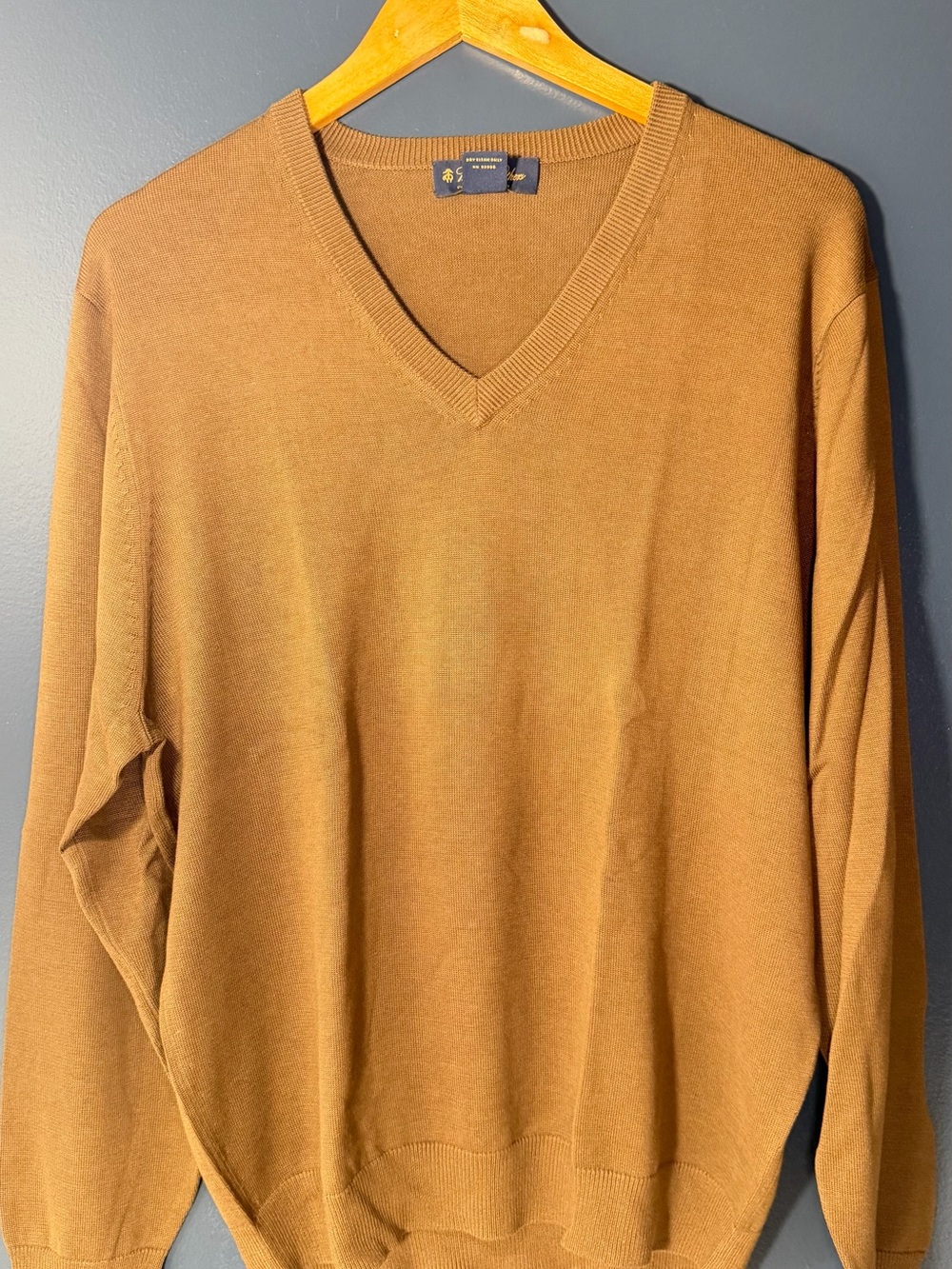 Brooks Brothers V-Neck Sweater in Camel Brown